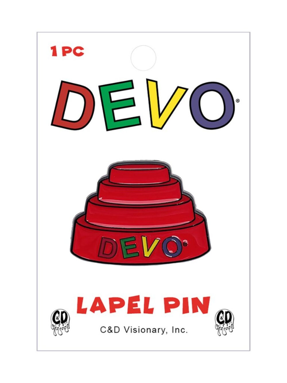 DEVO Dome Hat with Logo- Enamel Pin - 80s New Wave Synth-Pop Music Gift